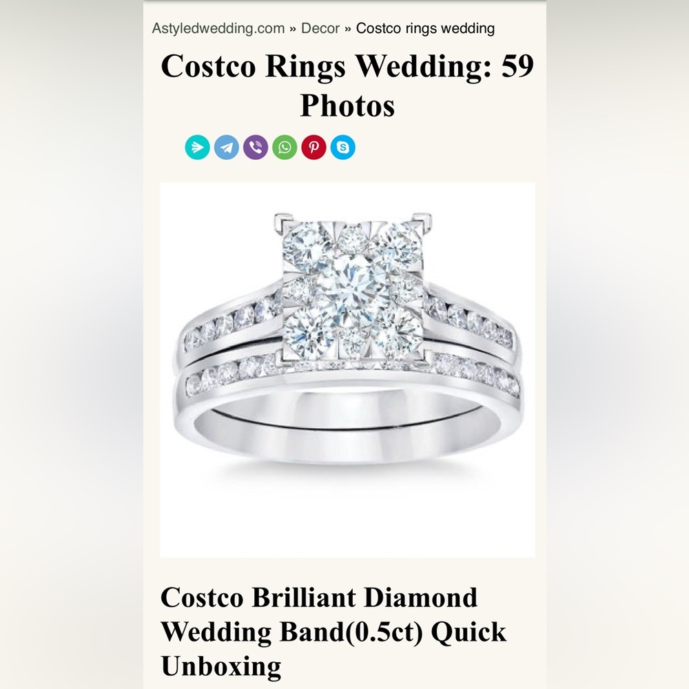 Elegant 14 karat White Gold Diamond Bridal Wedding Ring Set Sz 7 - Picture 5 of 5
